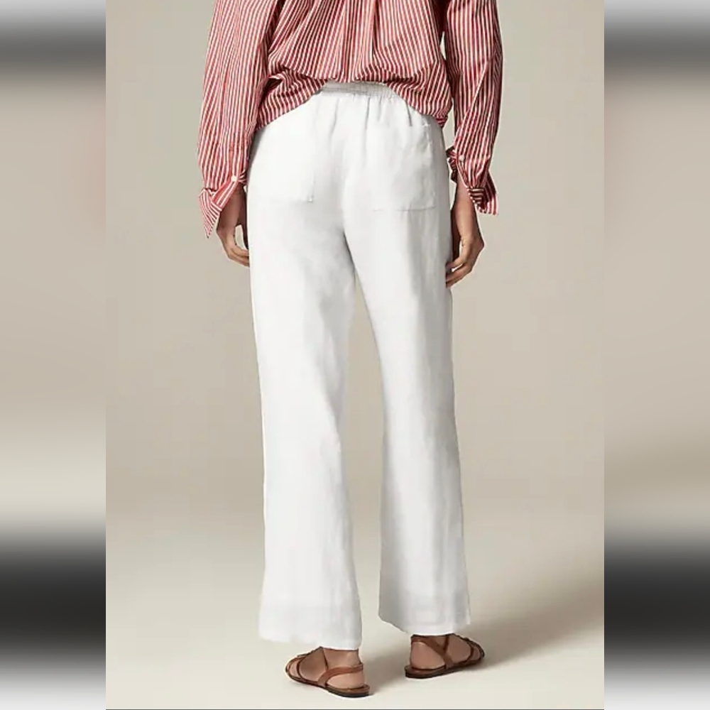 J. Crew White Women's 100% Linen Pants Resortwear Vacay Travel Summer XXL NWT - Picture 2 of 9